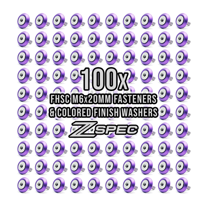 100-Pack - M6x20 Stainless Fasteners with Billet Fender-Finish Washers - ZSPEC