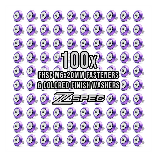 100-Pack - M6x20 Stainless Fasteners with Billet Fender-Finish Washers - ZSPEC