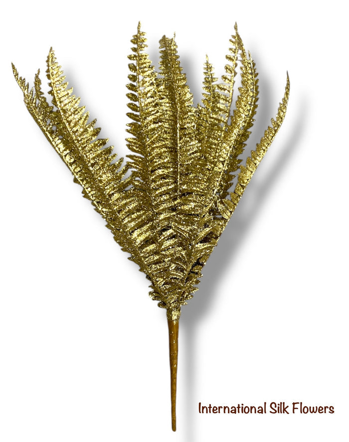 17'' Glitter Fern Bush ( 195270-Gold )