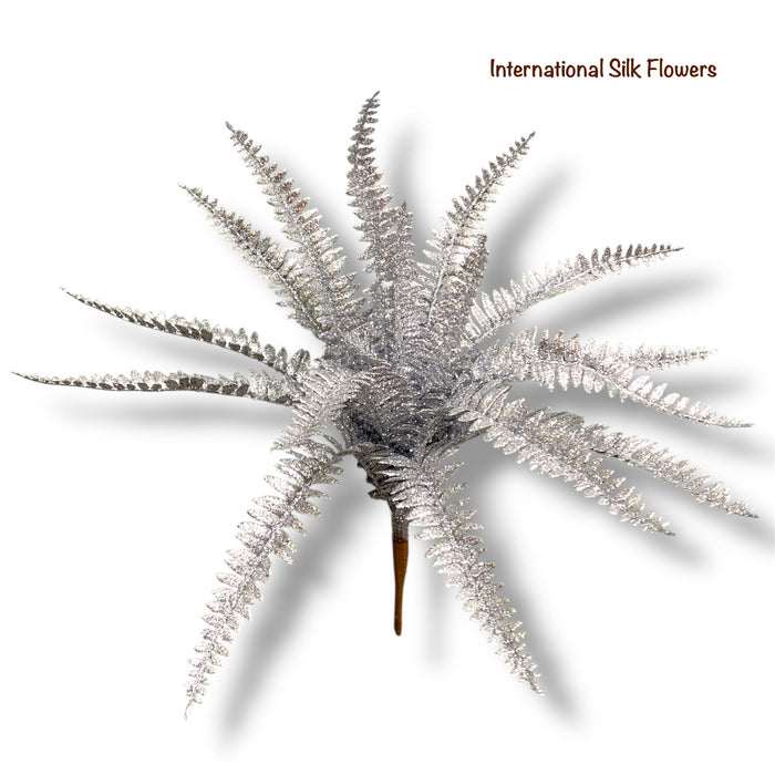 17'' Glitter Fern Bush ( 195270-Silver )