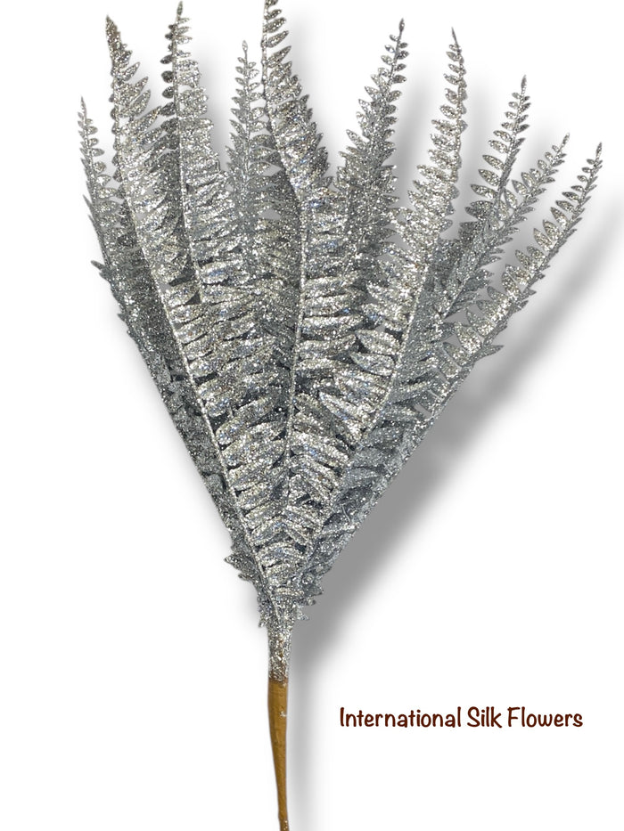 17'' Glitter Fern Bush ( 195270-Silver )