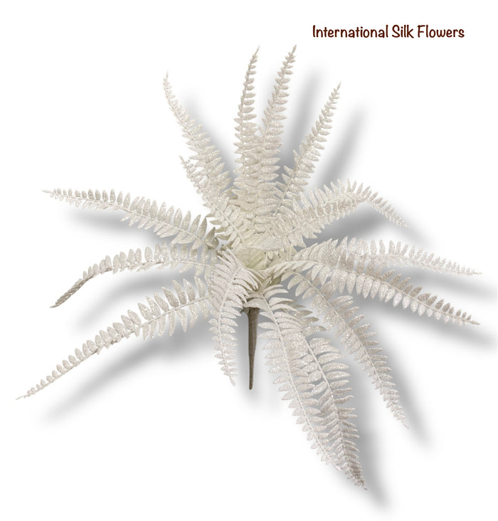 17'' Glitter Fern Bush ( 195270-White )