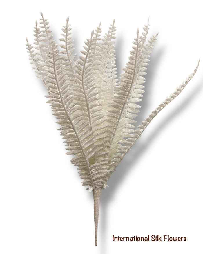 17'' Glitter Fern Bush ( 195270-White )