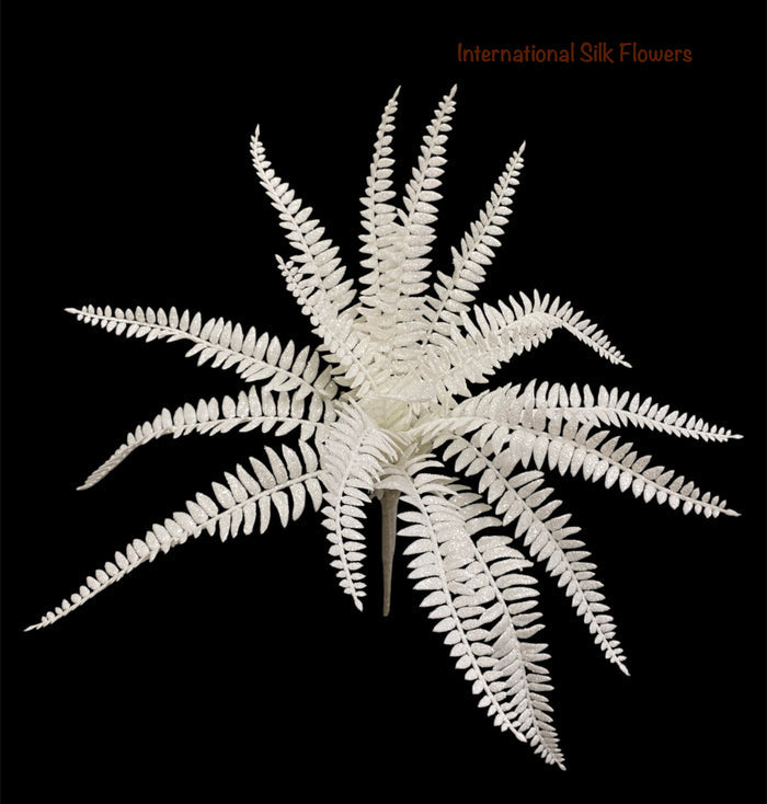 17'' Glitter Fern Bush ( 195270-White )