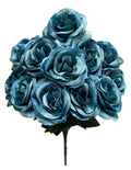 17" Satin Open Rose Bush ( INT398-#38 Teal )