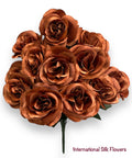 17" Satin Open Rose Bush ( INT398-#45 Burn/Orange )
