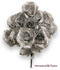 17" Satin Open Rose Bush ( INT398-#5 Silver )