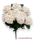 18" Silk Open Rose Bush ( B1024N ) AN10004-Light Beige