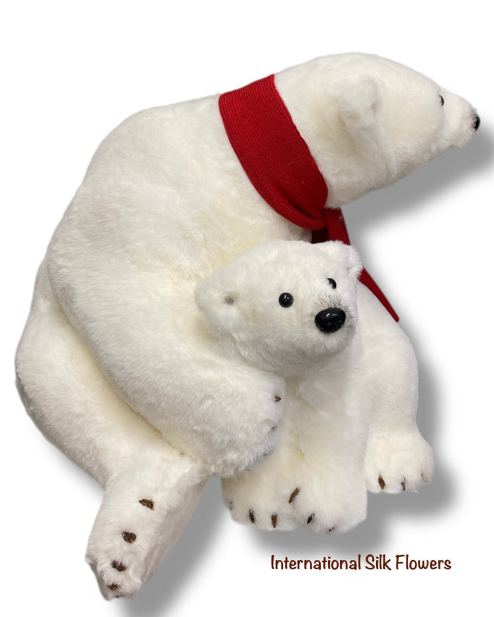 18'' x 18'' x 15'' Polar Mom Bear with Cub  ( 260359-White )