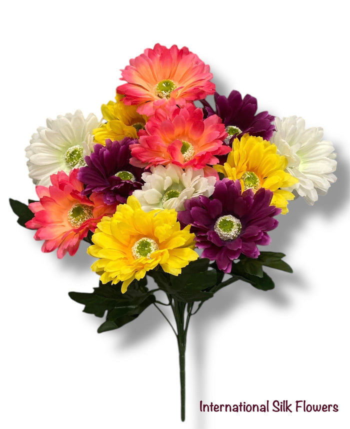19'' Gerbera Daisy Bush ( B1414- Purple/Yellow/Red ) INT1414