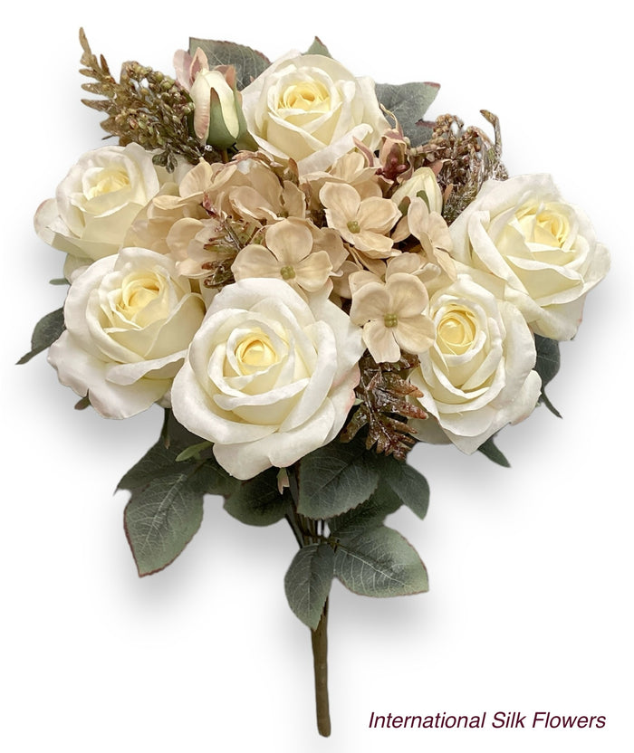 19'' Rose/Hydrangea Mix Bush ( TY2219-Cream )