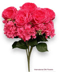 23'' Deluxe Silk Peony Hydrangea Bush ( B1502-Fuchsia )