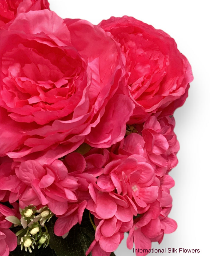 23'' Deluxe Silk Peony Hydrangea Bush ( B1502-Fuchsia )