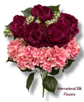 23'' Deluxe Silk Peony Hydrangea Bush ( B1502-New Tone Magenta )