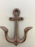 5 Pcs Anchor Style Rustic Cast Iron Wall Coat Hooks Hat Hook Hall Tree Brown.