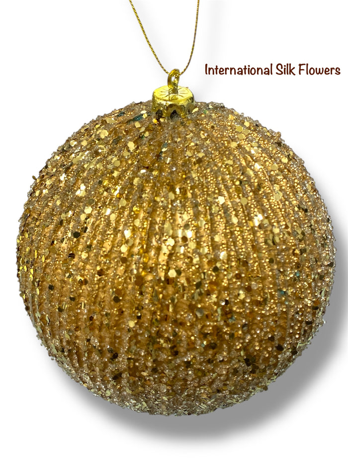 5.9'' Glitter Beaded Ball Ornament ( 206640-Gold )