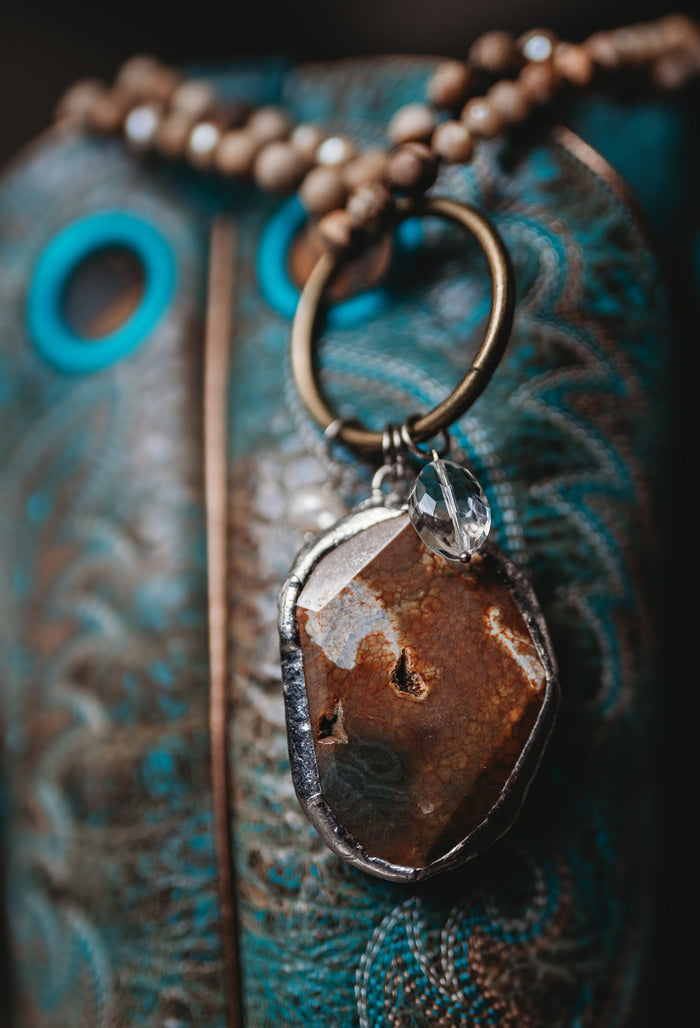 Agate Necklace - Natural Beeding color