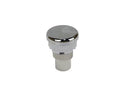 A chrome-finished metal push-button switch with a cylindrical threaded base, shown on a plain white background.