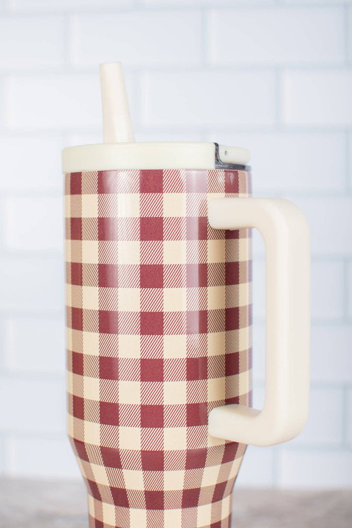 American Farm Company - Cranberry Gingham 40oz Water Tank Tumbler
