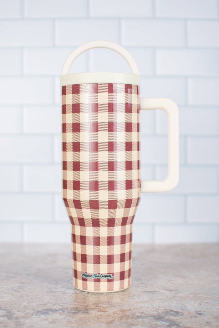 American Farm Company - Cranberry Gingham 40oz Water Tank Tumbler
