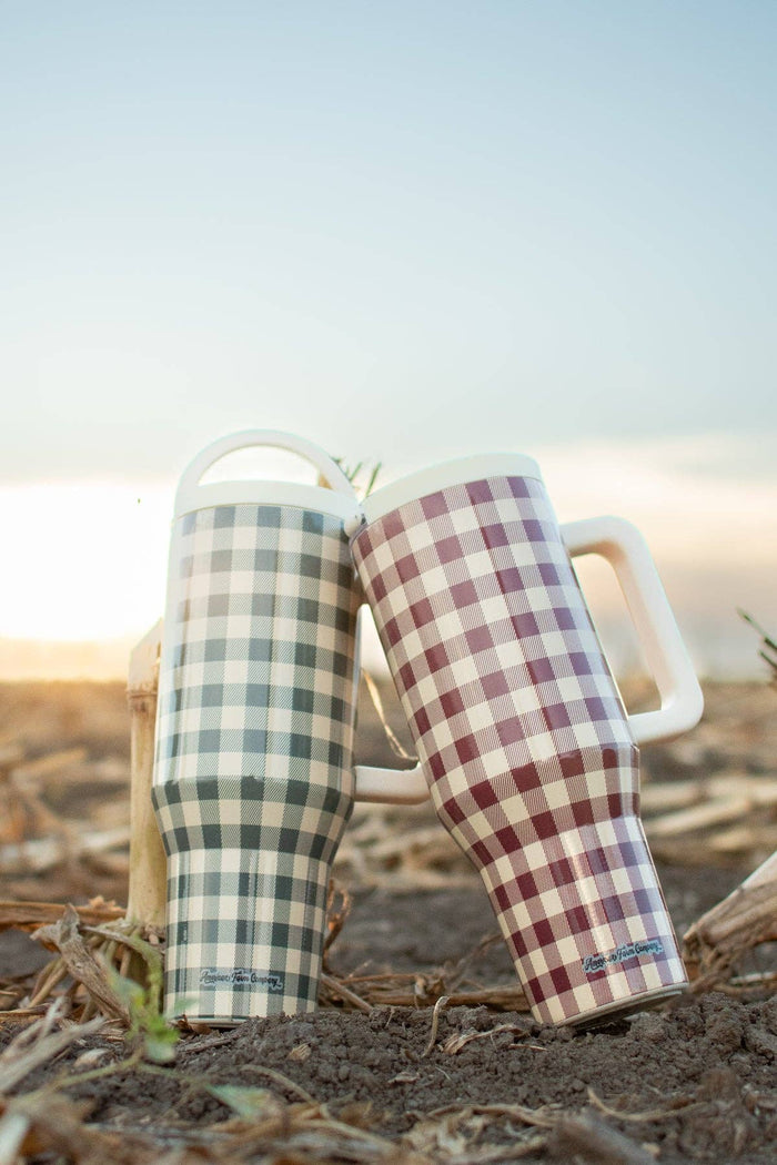 American Farm Company - Cranberry Gingham 40oz Water Tank Tumbler