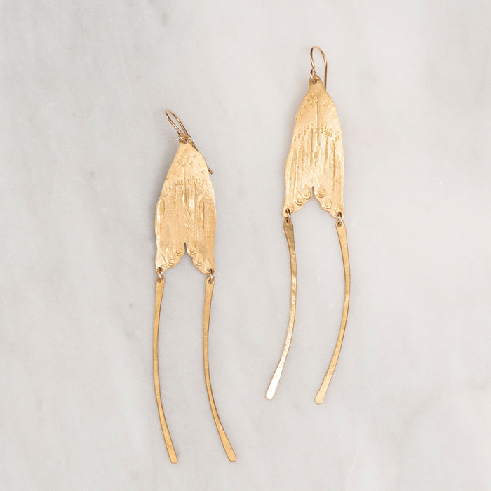 Ann Erickson Brass Moth Wing Earrings
