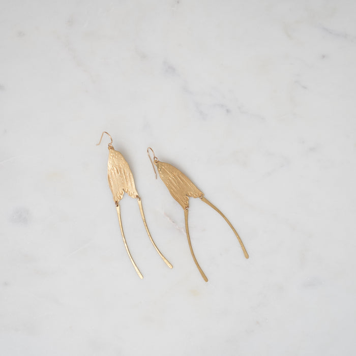 Ann Erickson Brass Moth Wing Earrings