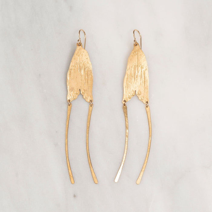Ann Erickson Brass Moth Wing Earrings