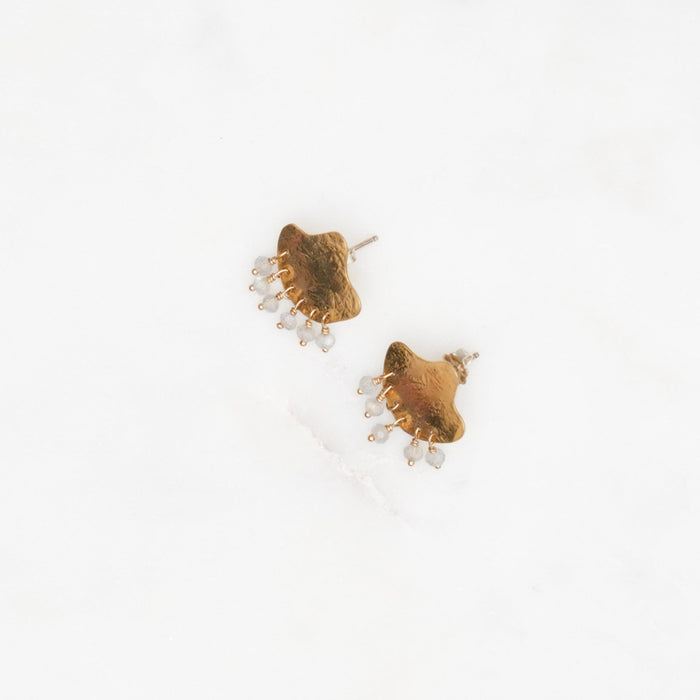 Ann Erickson Tem Brass + Labradorite Stud Earrings