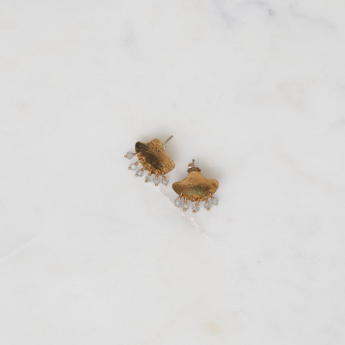 Ann Erickson Tem Brass + Labradorite Stud Earrings
