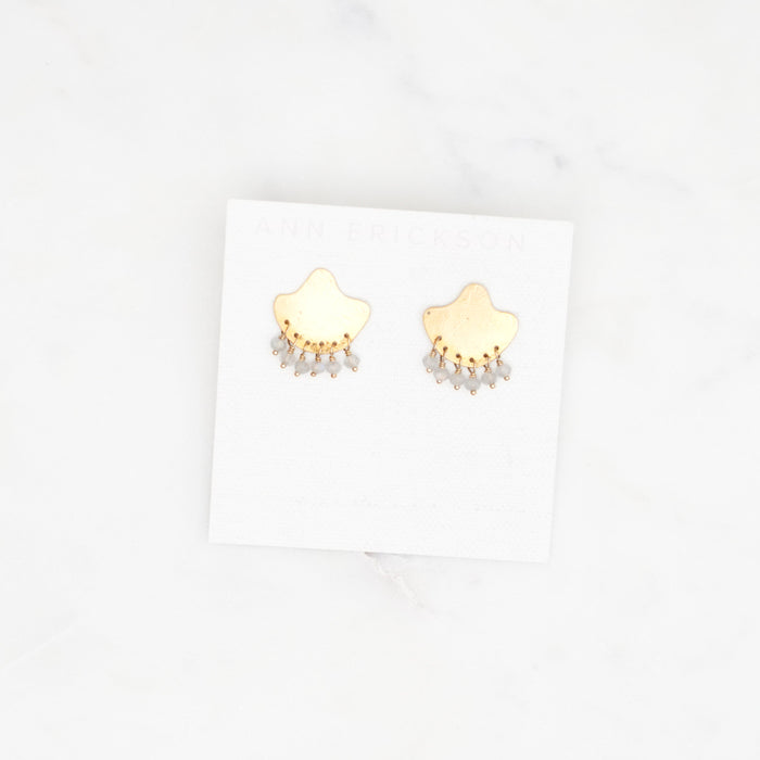 Ann Erickson Tem Brass + Labradorite Stud Earrings