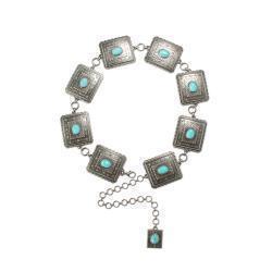 Ariat Ladies Belt Scalloped Square Concho Chain Turquoise