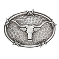 Ariat Oval Steer Head and Barbwire Edging Buckle