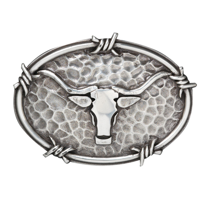 Ariat Oval Steer Head and Barbwire Edging Buckle