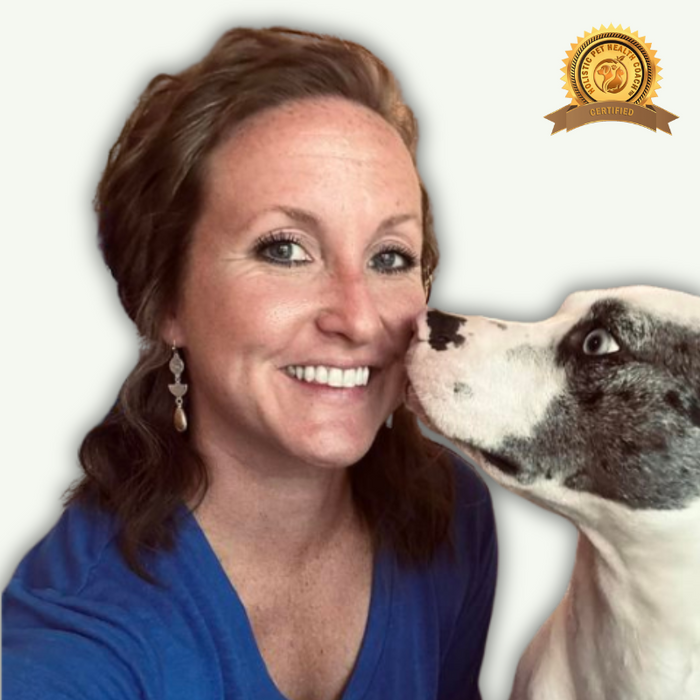 Ashley Keeshen with her white-black dog