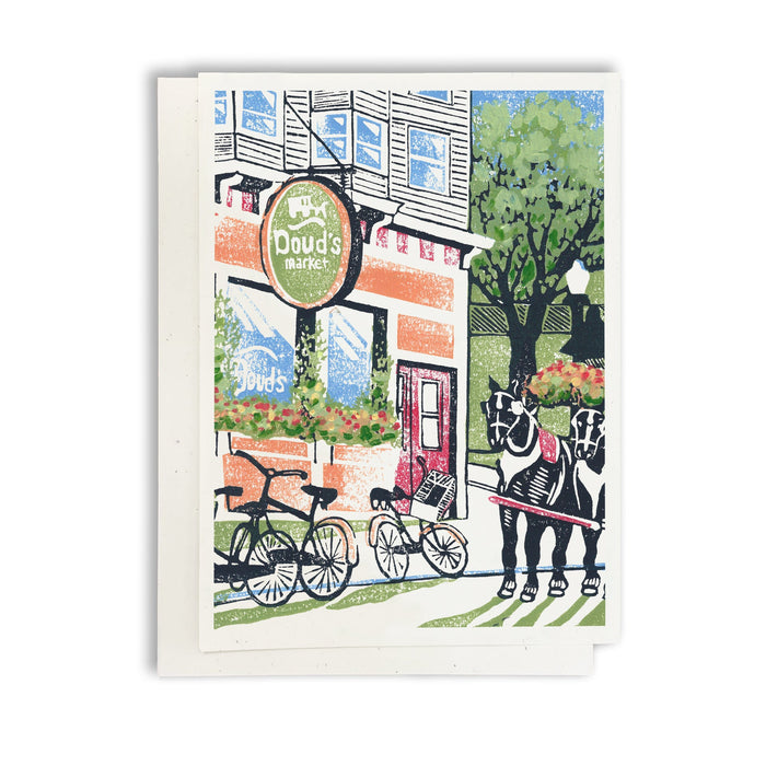 Doud's Market II greeting card by Natalia Wohletz of Peninsula Prints.