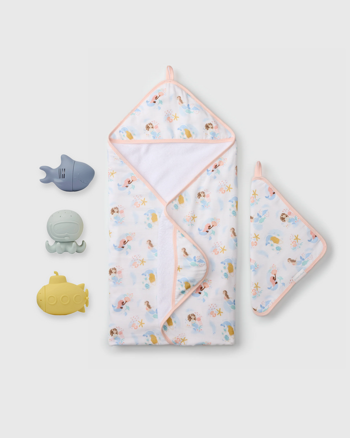 Loulou Lollipop Baby Bath Gift Bundle in Mermaids — front view on white background