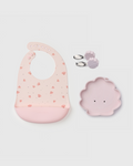 Loulou Lollipop Baby Learning & Feeding Bundle in Seashells — front view on white background