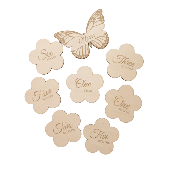Baby Milestone and Name Card Set in Secret Garden design by Mommy's Charms