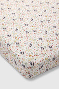 Loulou Lollipop muslin fitted crib sheet in Bumble Bees for US standard crib — front view on white background