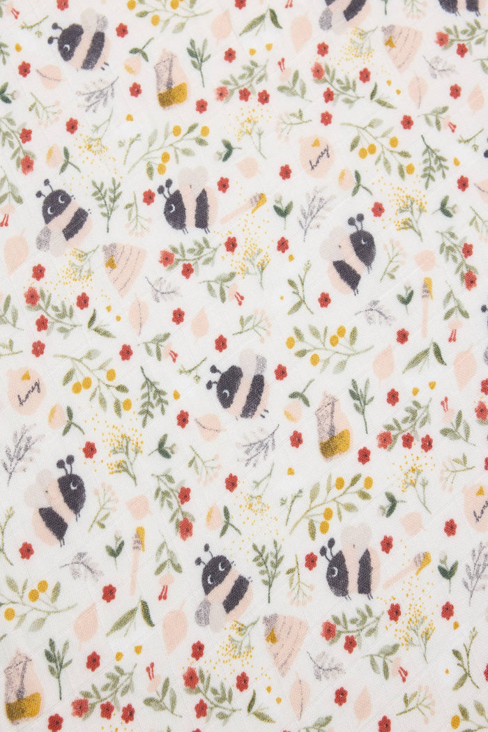 Baby Muslin Fitted Crib Sheet in Tanboocel® Bamboo Viscose - Bumble Bees