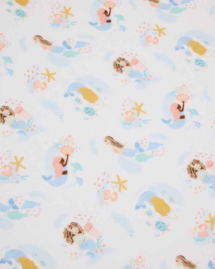 Baby Muslin Fitted Crib Sheet in Tanboocel® Bamboo Viscose - Mermaids