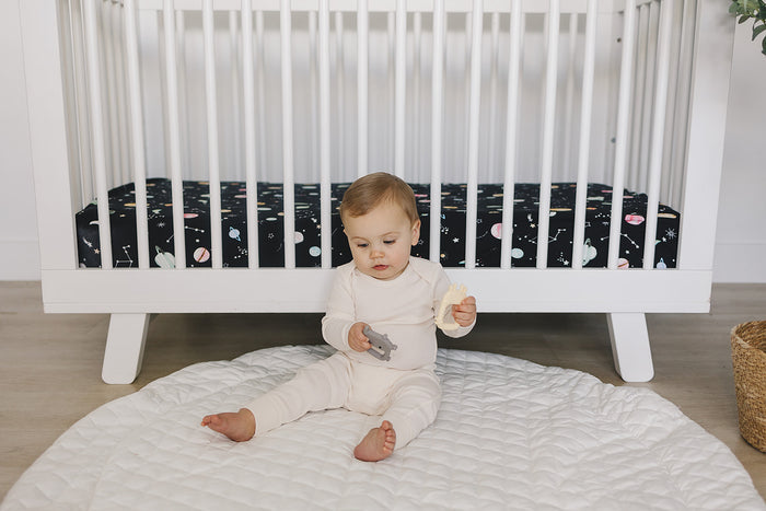 Baby Muslin Fitted Crib Sheet in Tanboocel® Bamboo Viscose - Planets