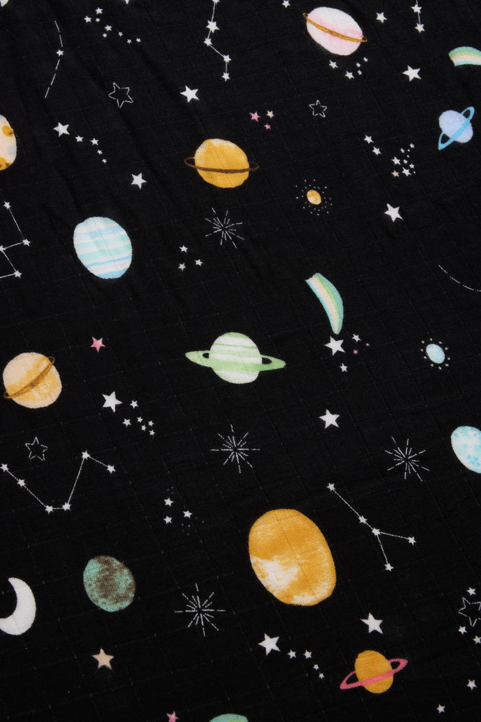 Baby Muslin Fitted Crib Sheet in Tanboocel® Bamboo Viscose - Planets