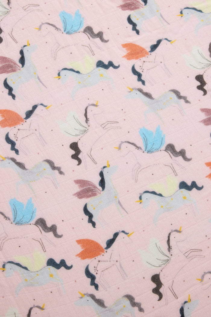 Baby Muslin Fitted Crib Sheet in Tanboocel® Bamboo Viscose - Unicorn Ballet