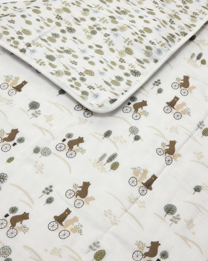 Baby Muslin Quilt in Tanboocel® Bamboo Viscose - Bears on Bikes