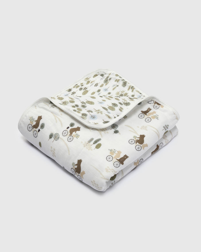 Baby Muslin Quilt in Tanboocel® Bamboo Viscose - Bears on Bikes