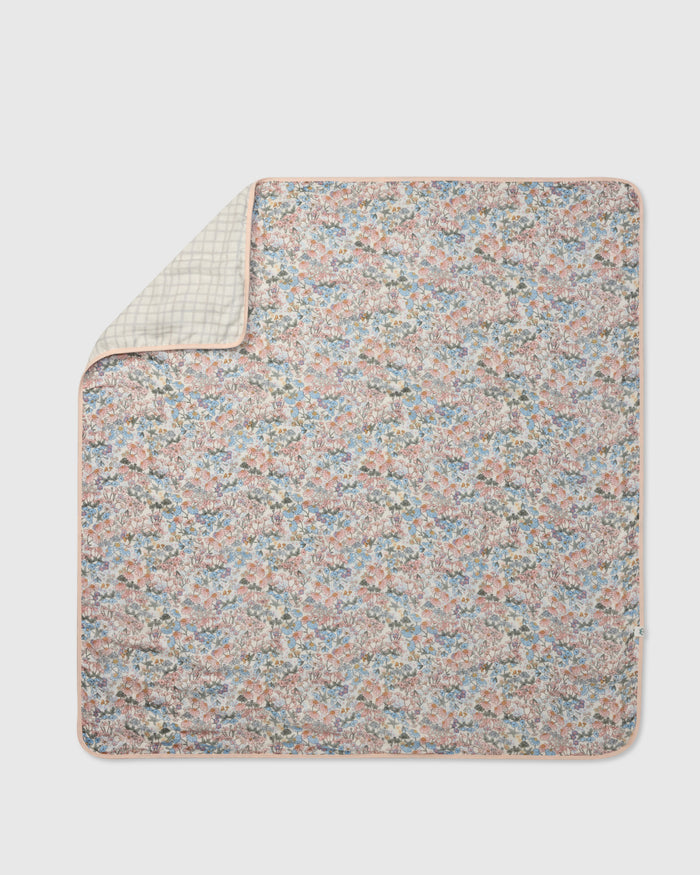 Loulou Lollipop muslin baby quilt blanket in English Garden — front view on white background