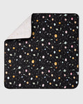 Loulou Lollipop muslin baby quilt blanket in Planets — front view on white background