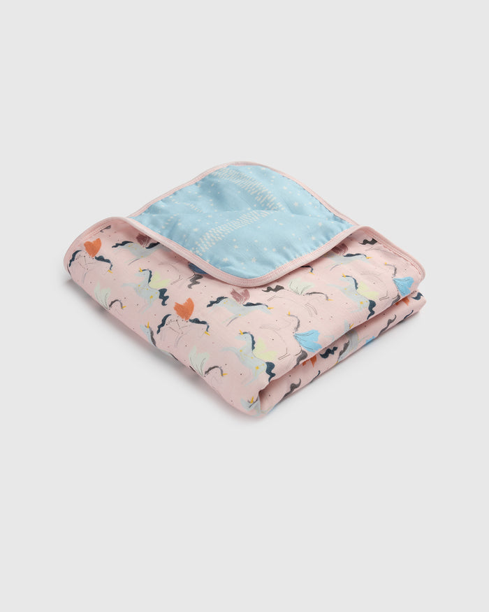 Baby Muslin Quilt in Tanboocel® Bamboo Viscose - Unicorn Ballet